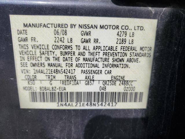 1N4AL21E48N542417 | 2008 Nissan altima 2.5