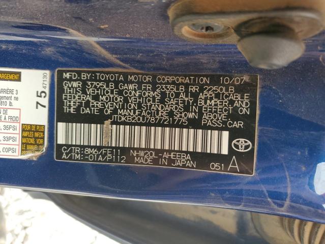 2008 Toyota Prius VIN: JTDKB20U787721775 Lot: 49439284