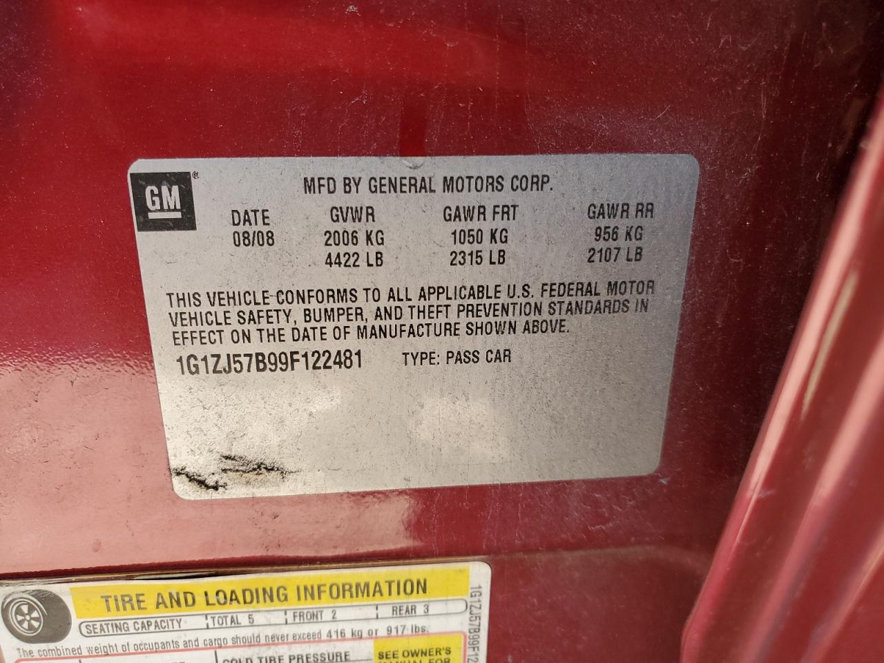 1G1ZJ57B99F122481 2009 Chevrolet Malibu 2Lt