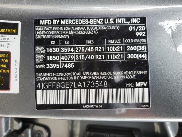 2020 Mercedes-Benz Gls 580 4Matic VIN: 4JGFF8GE7LA173548 Lot: 49877744