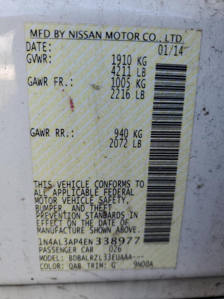 2014 Nissan Altima 2.5 vin: 1N4AL3AP4EN338977