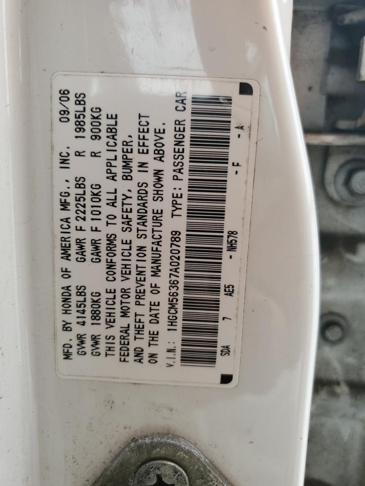 1HGCM56367A020789 2007 Honda Accord Se