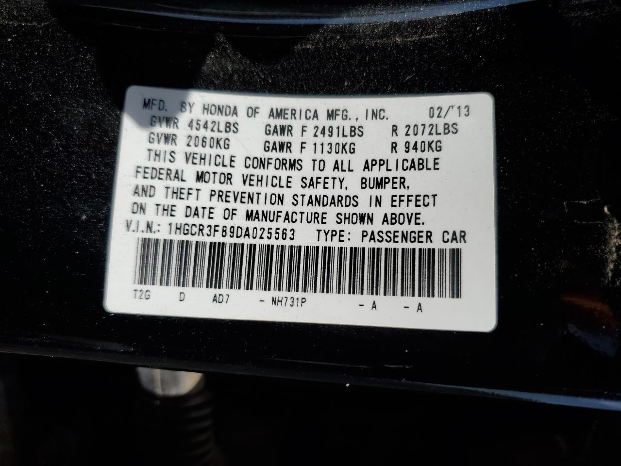 1HGCR3F89DA025563 2013 Honda Accord Exl