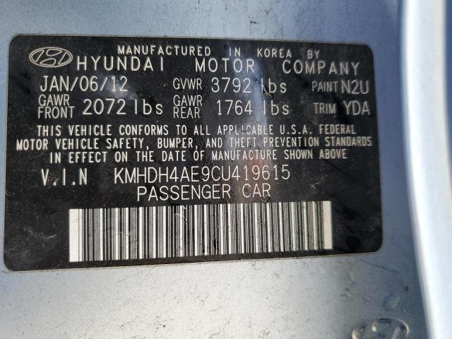 2012 Hyundai Elantra Gls VIN: KMHDH4AE9CU419615 Lot: 49823544