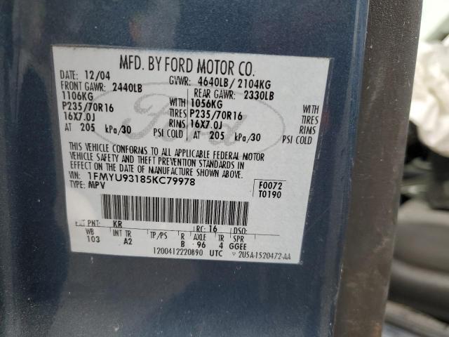 2005 Ford Escape Xlt VIN: 1FMYU93185KC79978 Lot: 52762554