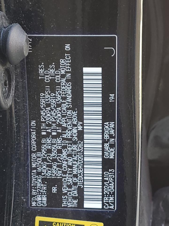 JTEDC3EH7D2013262 2013 Toyota Highlander Hybrid Limited