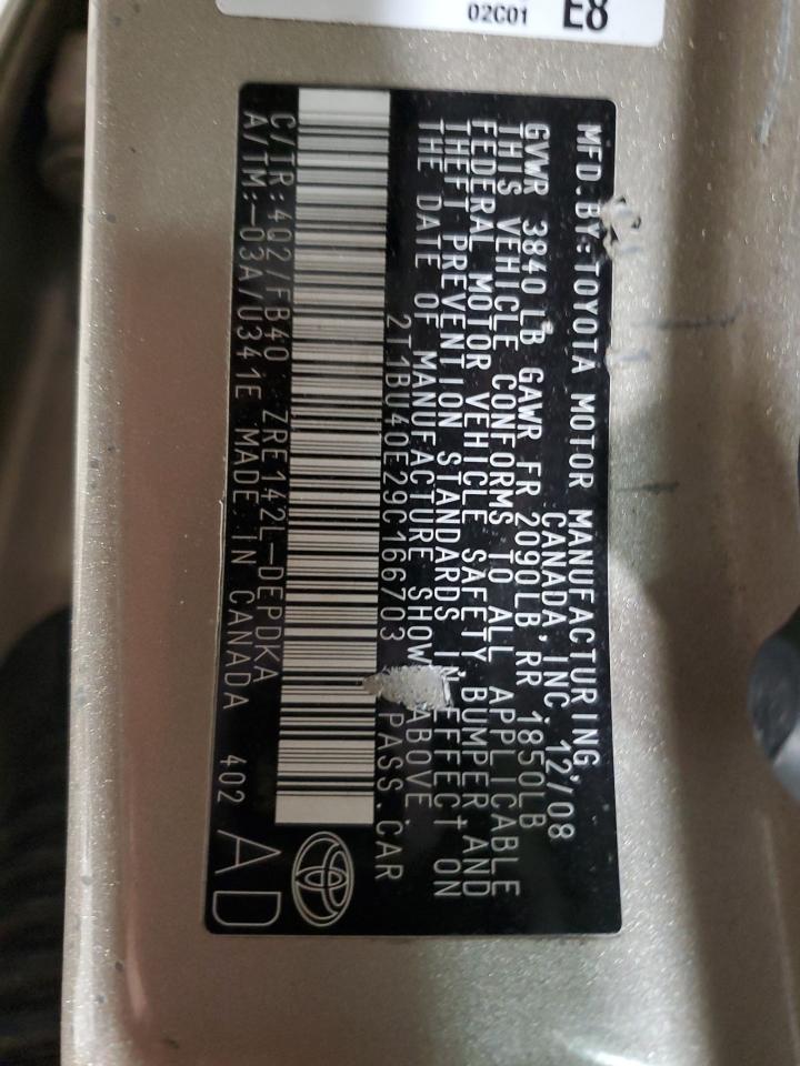 2T1BU40E29C166703 2009 Toyota Corolla Base