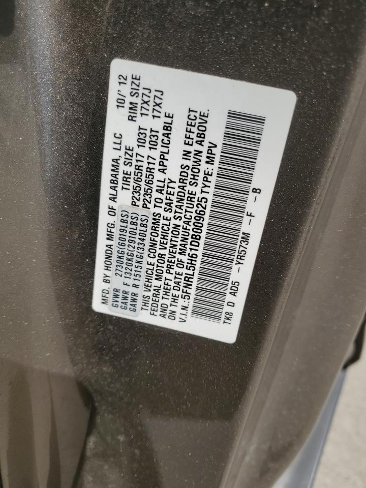 5FNRL5H61DB009625 2013 Honda Odyssey Exl