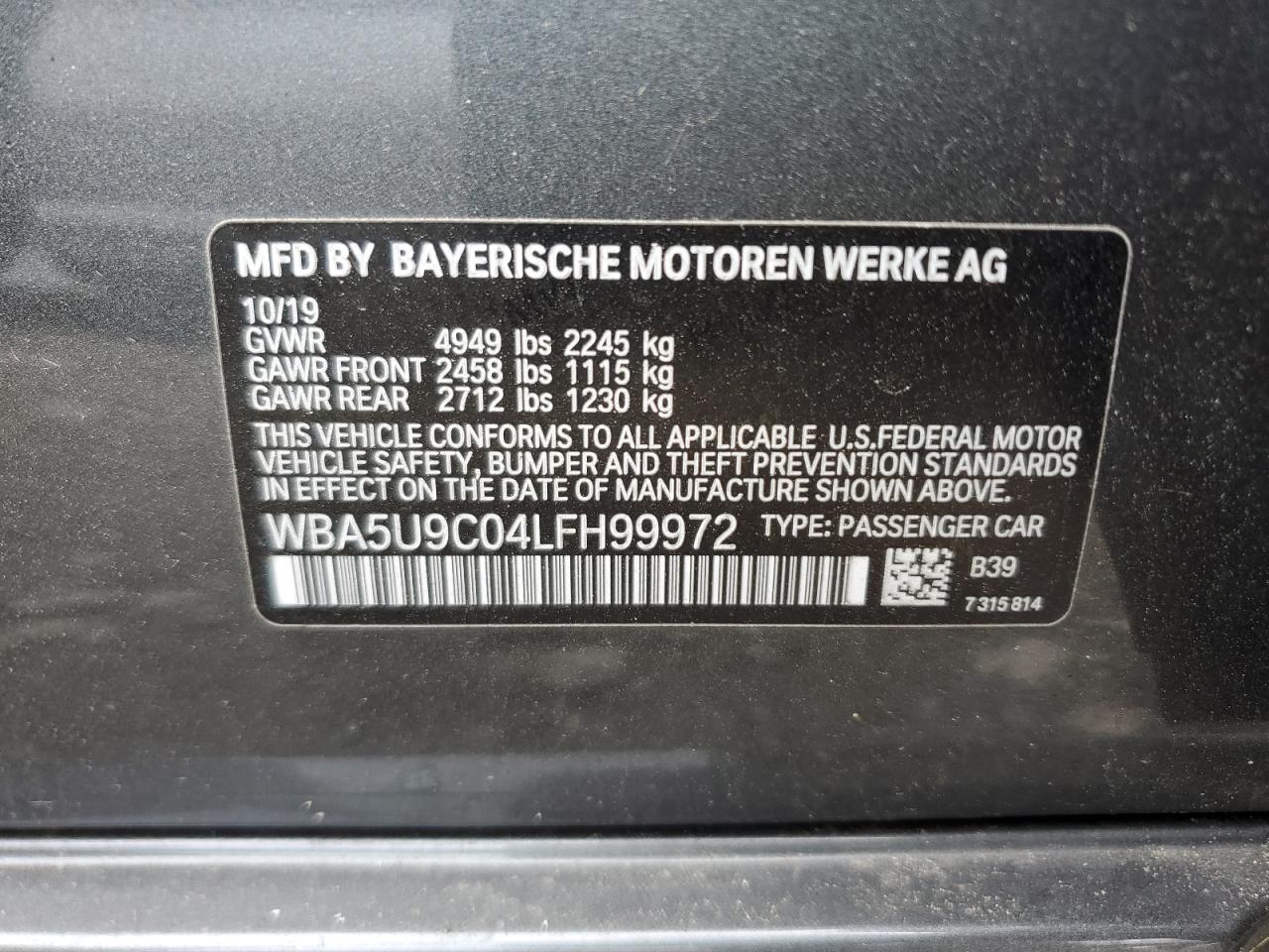 WBA5U9C04LFH99972 2020 BMW M340Xi