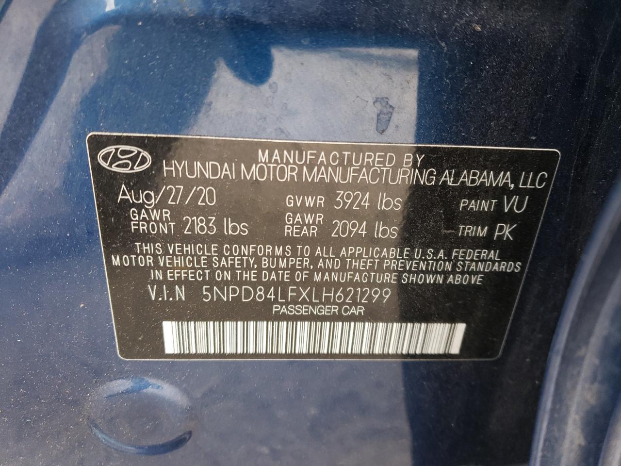 5NPD84LFXLH621299 2020 Hyundai Elantra Sel