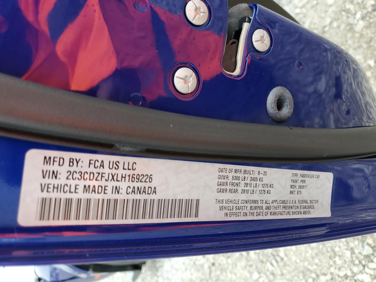 2C3CDZFJXLH169226 2020 Dodge Challenger R/T Scat Pack