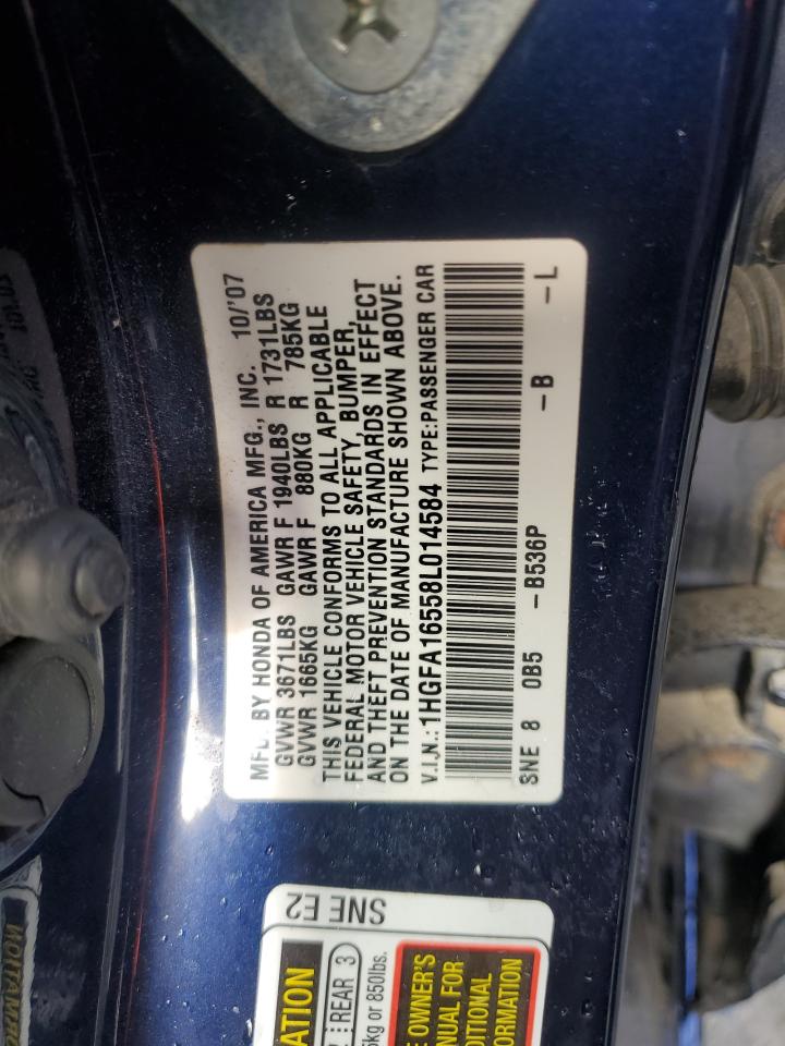 1HGFA16558L014584 2008 Honda Civic Lx