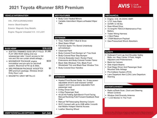 VIN JTEFU5JRXM5234983 2021 TOYOTA 4RUNNER no.12