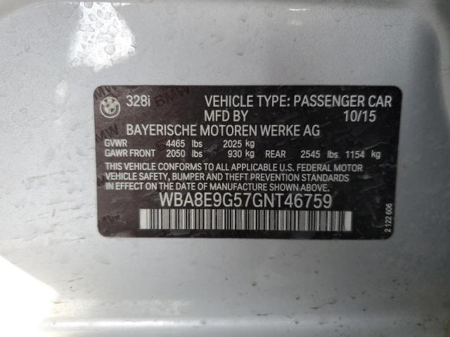 2016 BMW 328 I Sulev VIN: WBA8E9G57GNT46759 Lot: 51840124