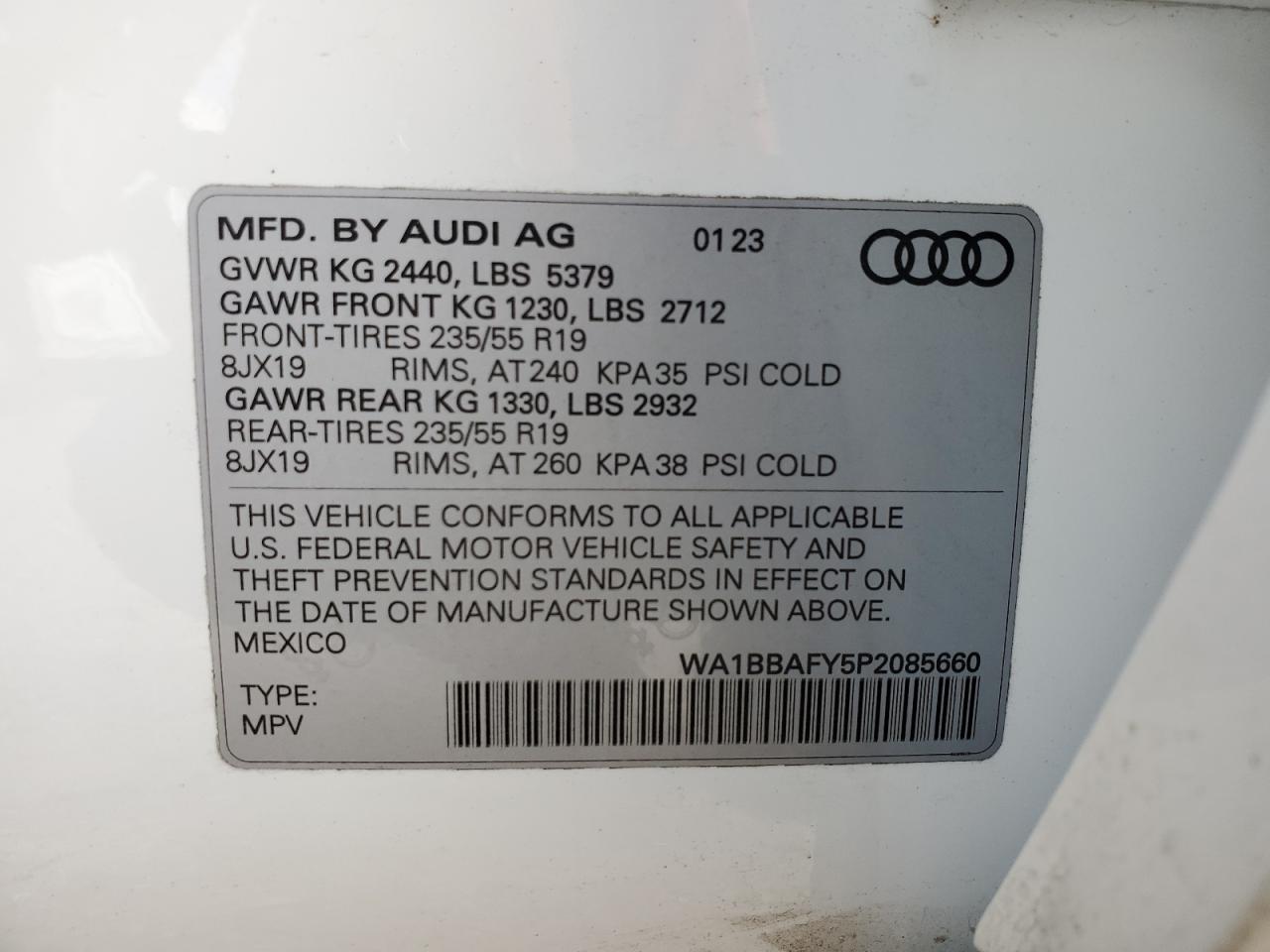 2023 Audi Q5 Premium Plus 40 vin: WA1BBAFY5P2085660