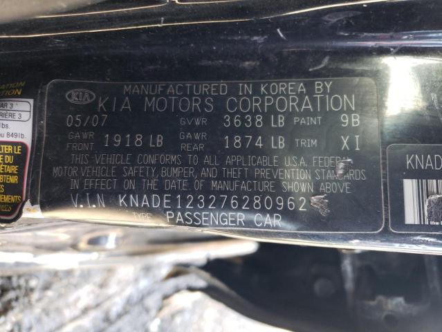 2007 Kia Rio Base VIN: KNADE123276280962 Lot: 49892204