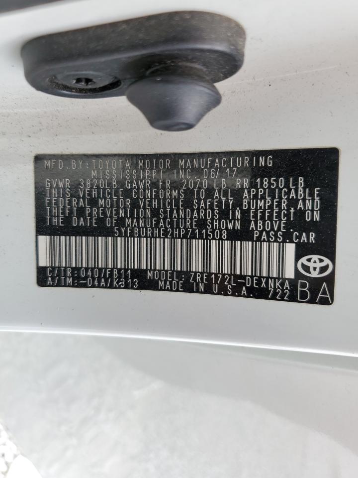 5YFBURHE2HP711508 2017 Toyota Corolla L