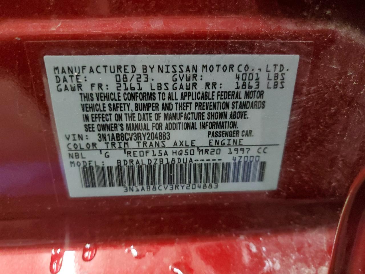 3N1AB8CV3RY204883 2024 Nissan Sentra Sv