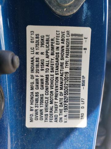 2013 Honda Civic Lx VIN: 19XFB2F55DE212019 Lot: 49143824