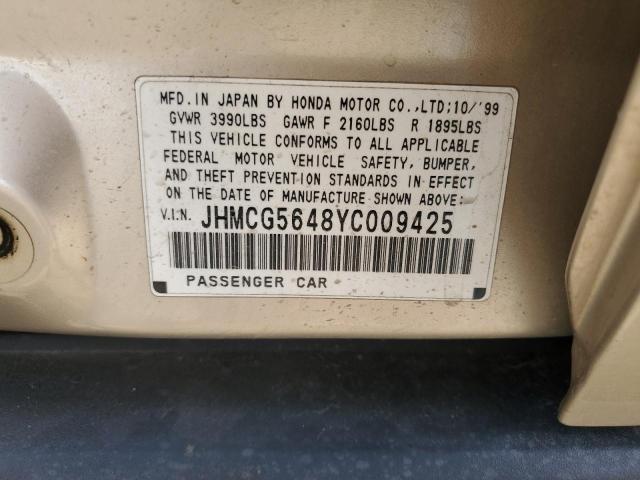 2000 Honda Accord Lx VIN: JHMCG5648YC009425 Lot: 49642084
