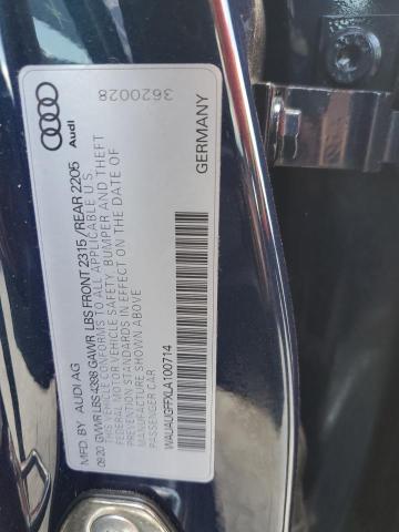 2020 Audi A3 Premium VIN: WAUAUGFFXLA100714 Lot: 51372114