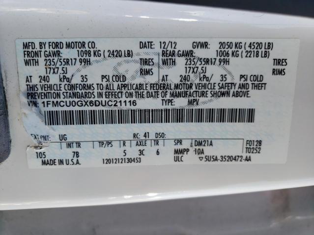 2013 Ford Escape Se VIN: 1FMCU0GX6DUC21116 Lot: 49937354