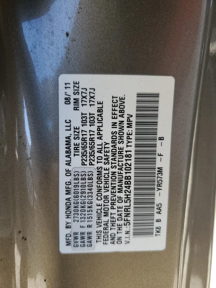 5FNRL5H24BB102181 2011 Honda Odyssey Lx