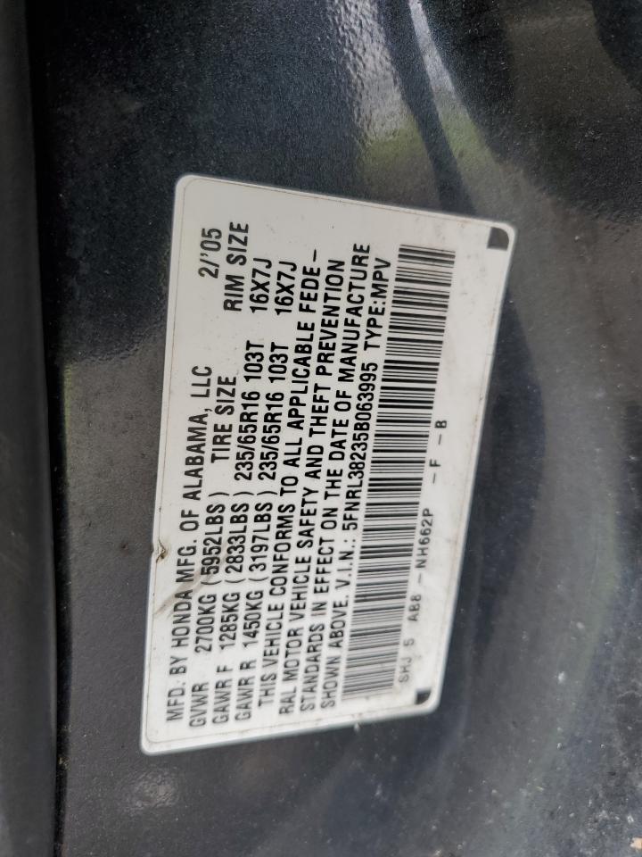 5FNRL38235B063995 2005 Honda Odyssey Lx