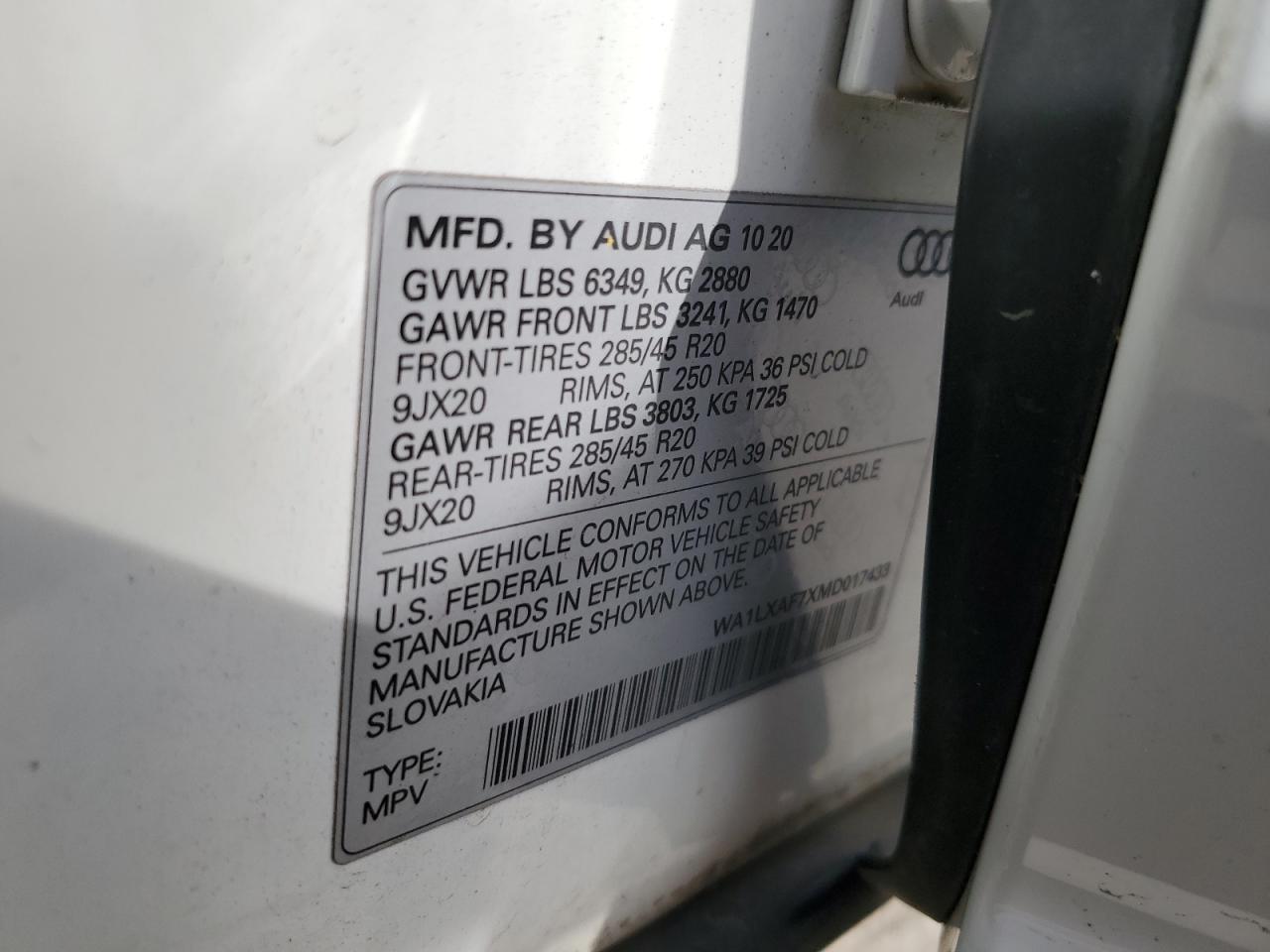 WA1LXAF7XMD017433 2021 Audi Q7 Premium Plus