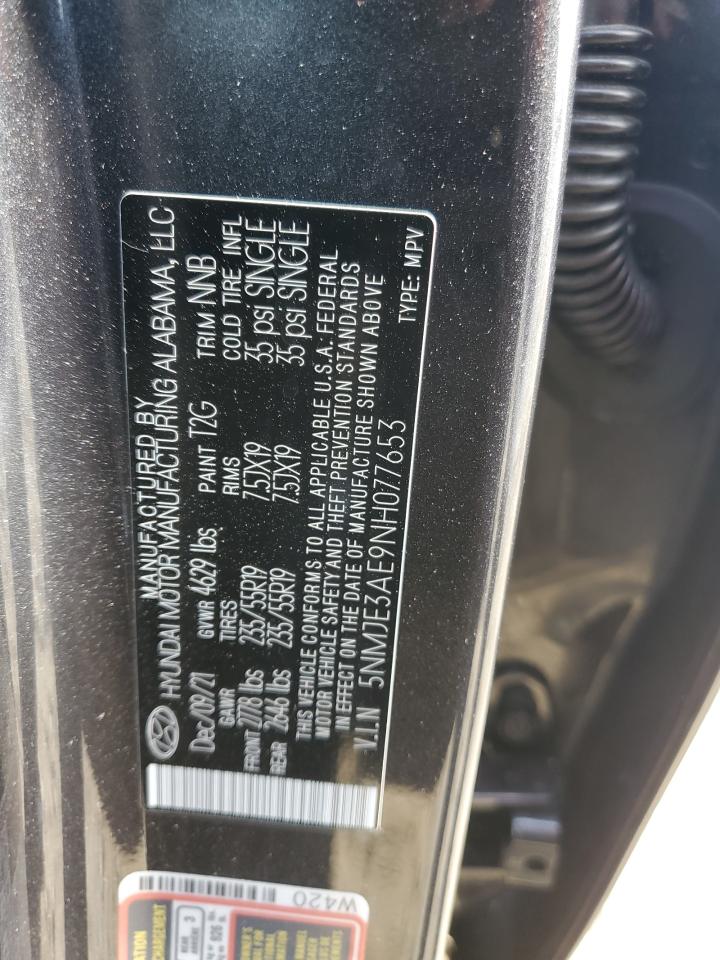 5NMJE3AE9NH077653 2022 Hyundai Tucson Limited