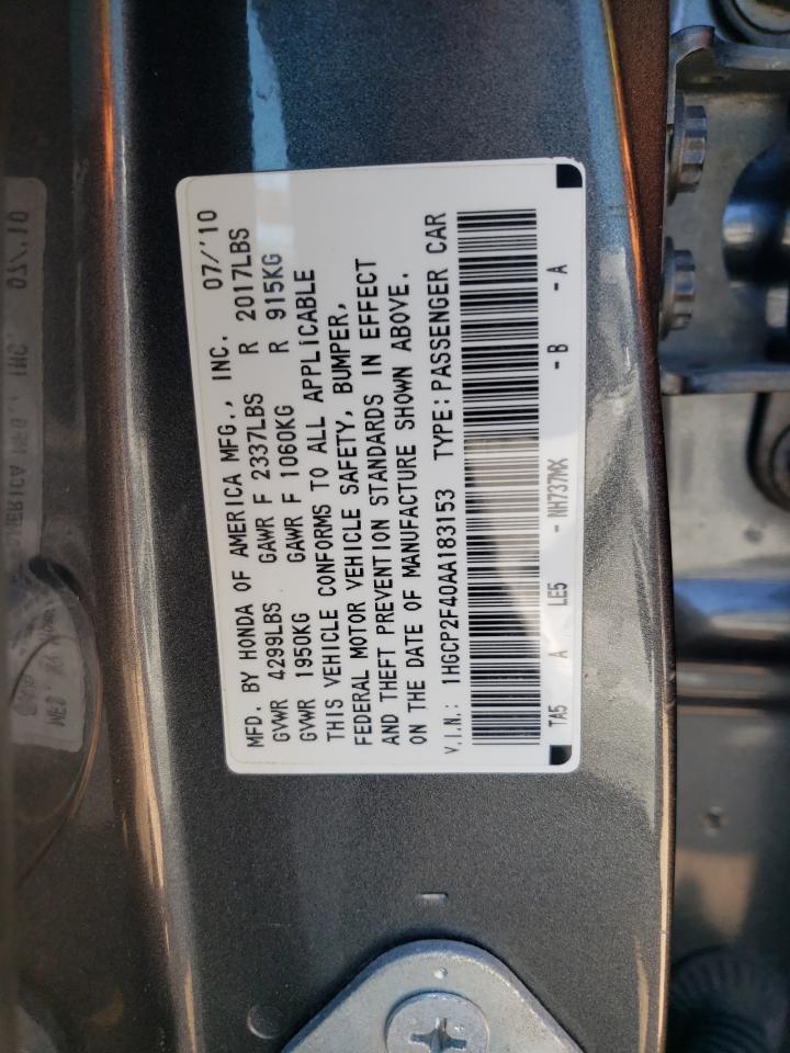 1HGCP2F40AA183153 2010 Honda Accord Lxp