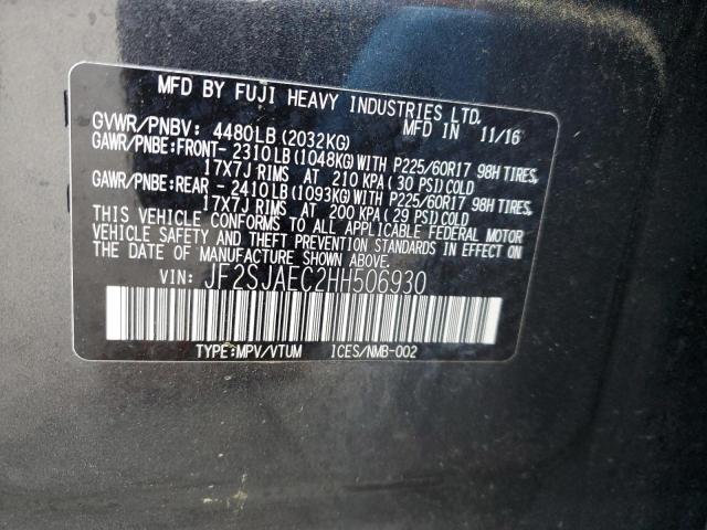 2017 SUBARU FORESTER 2 - JF2SJAEC2HH506930