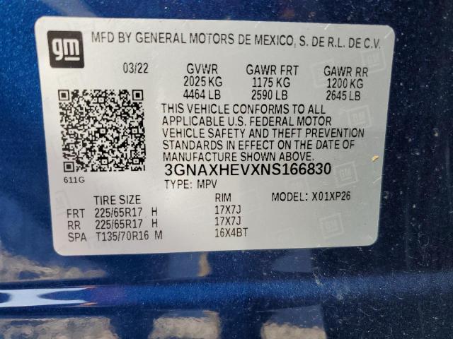 2022 Chevrolet Equinox Ls VIN: 3GNAXHEVXNS166830 Lot: 50979294