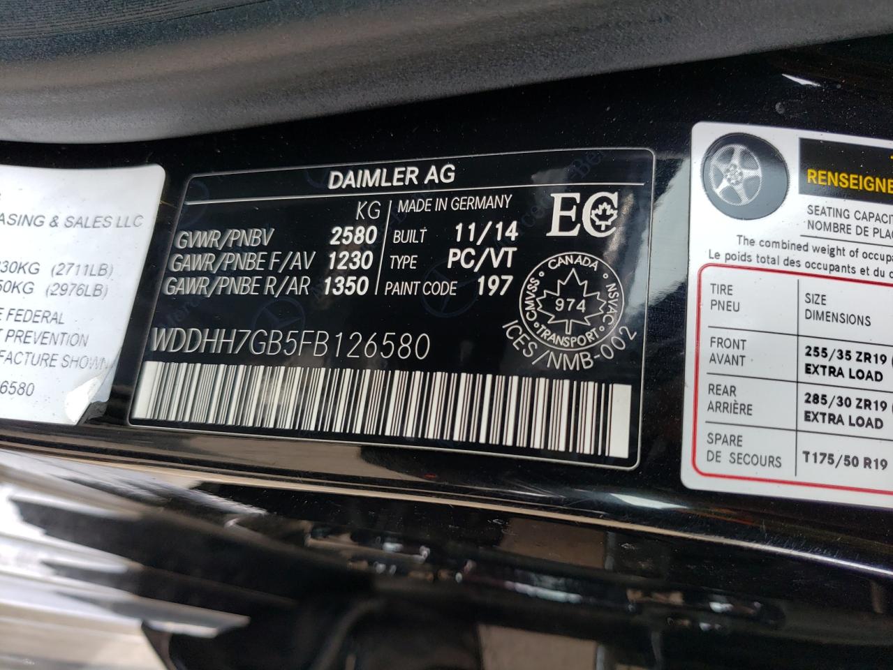 WDDHH7GB5FB126580 2015 Mercedes-Benz E 63 Amg-S
