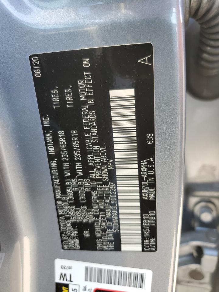 5TDHARAH3LS002397 2020 Toyota Highlander Hybrid Xle