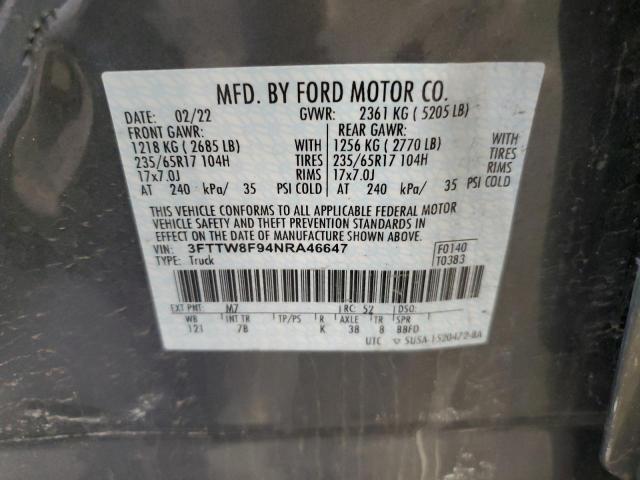 3FTTW8F94NRA46647 Ford Maverick X 12