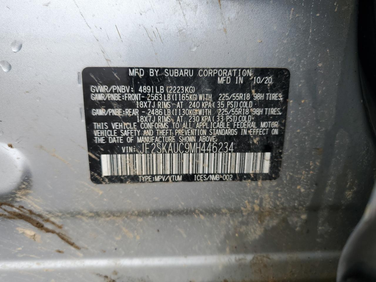 JF2SKAUC9MH446234 2021 Subaru Forester Limited