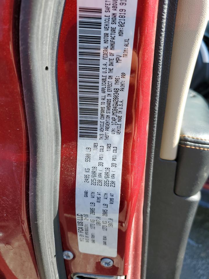 1C4PJMDB4GW280348 2016 Jeep Cherokee Limited