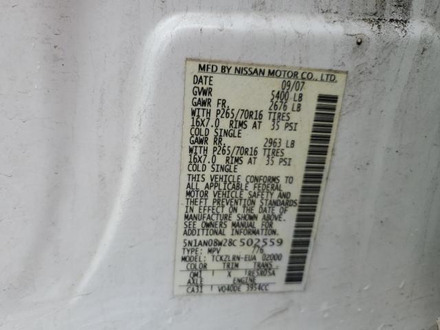 2008 Nissan Xterra Off Road VIN: 5N1AN08W28C502559 Lot: 50124324