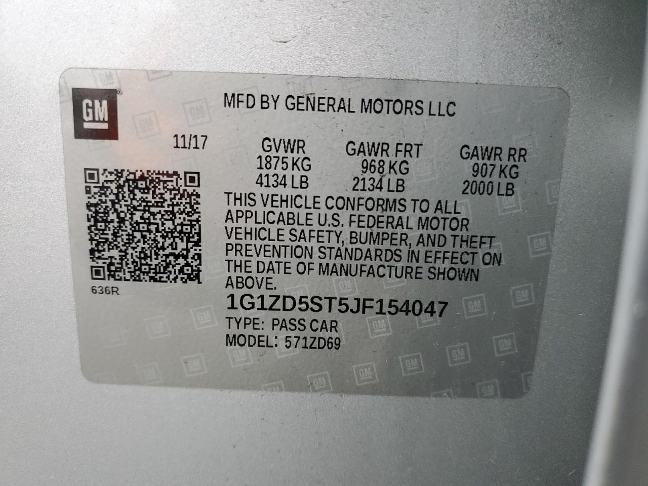 1G1ZD5ST5JF154047 2018 Chevrolet Malibu Lt