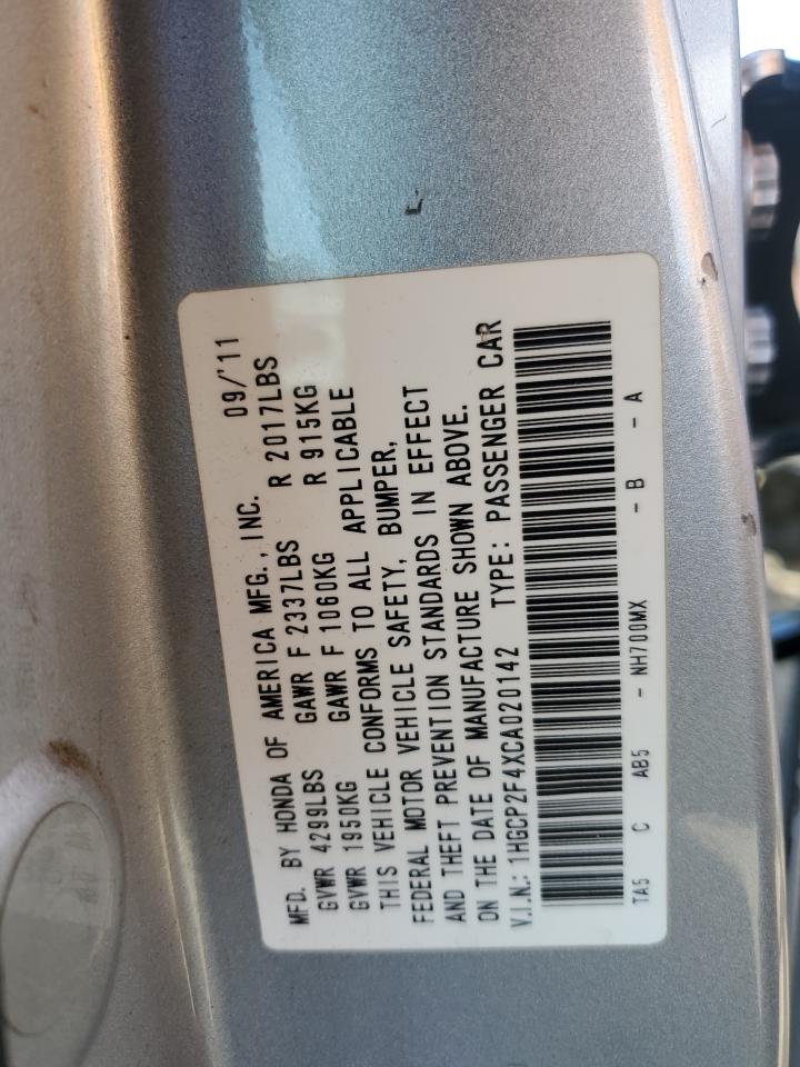 2012 Honda Accord Lxp vin: 1HGCP2F4XCA020142