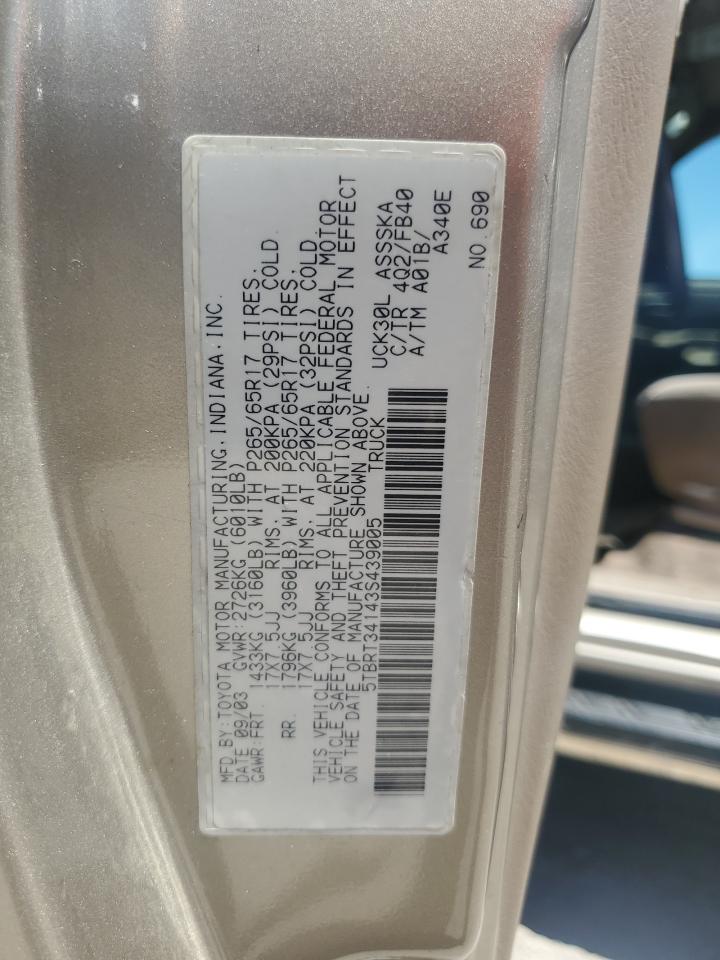 5TBRT34143S439005 2003 Toyota Tundra Access Cab Sr5