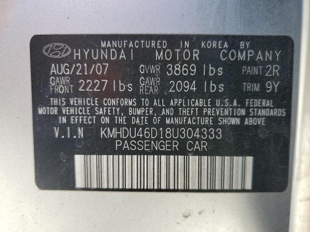 2008 Hyundai Elantra Gls VIN: KMHDU46D18U304333 Lot: 51663454