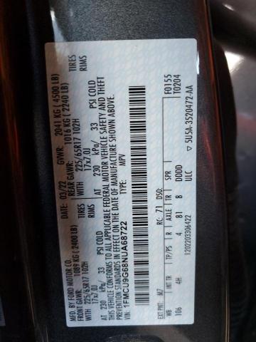 2022 Ford Escape Se VIN: 1FMCU9G68NUA68722 Lot: 52033834