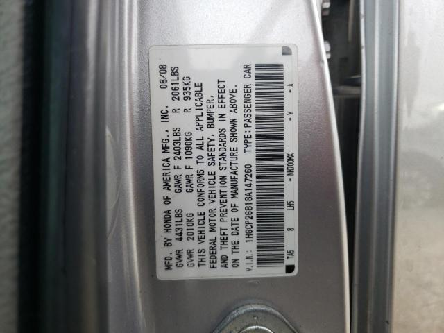 2008 Honda Accord Exl VIN: 1HGCP26818A147260 Lot: 52809564