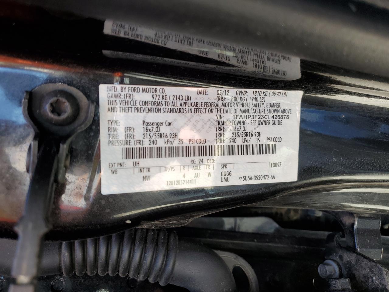 1FAHP3F23CL426878 2012 Ford Focus Se
