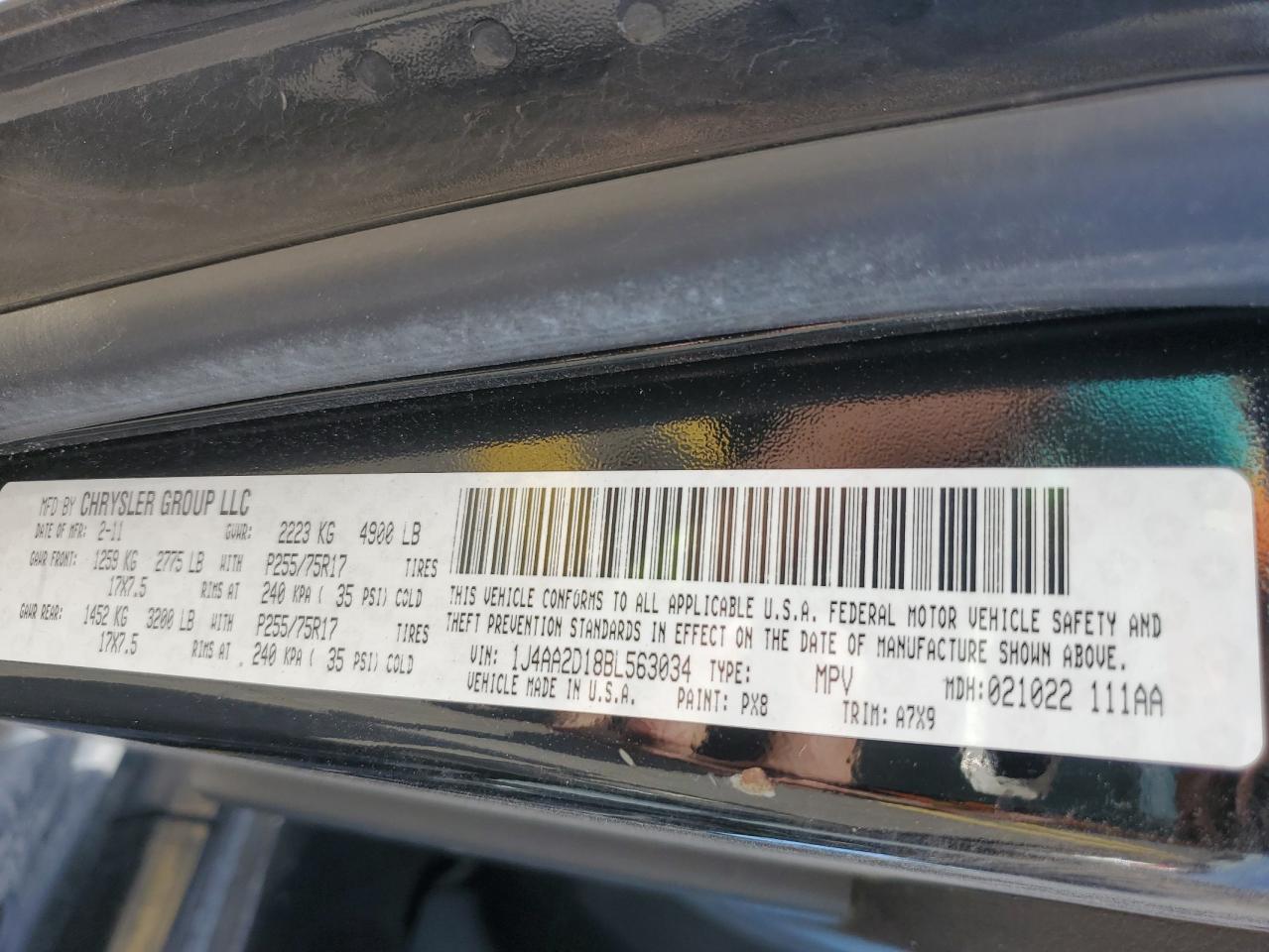 1J4AA2D18BL563034 2011 Jeep Wrangler Sport