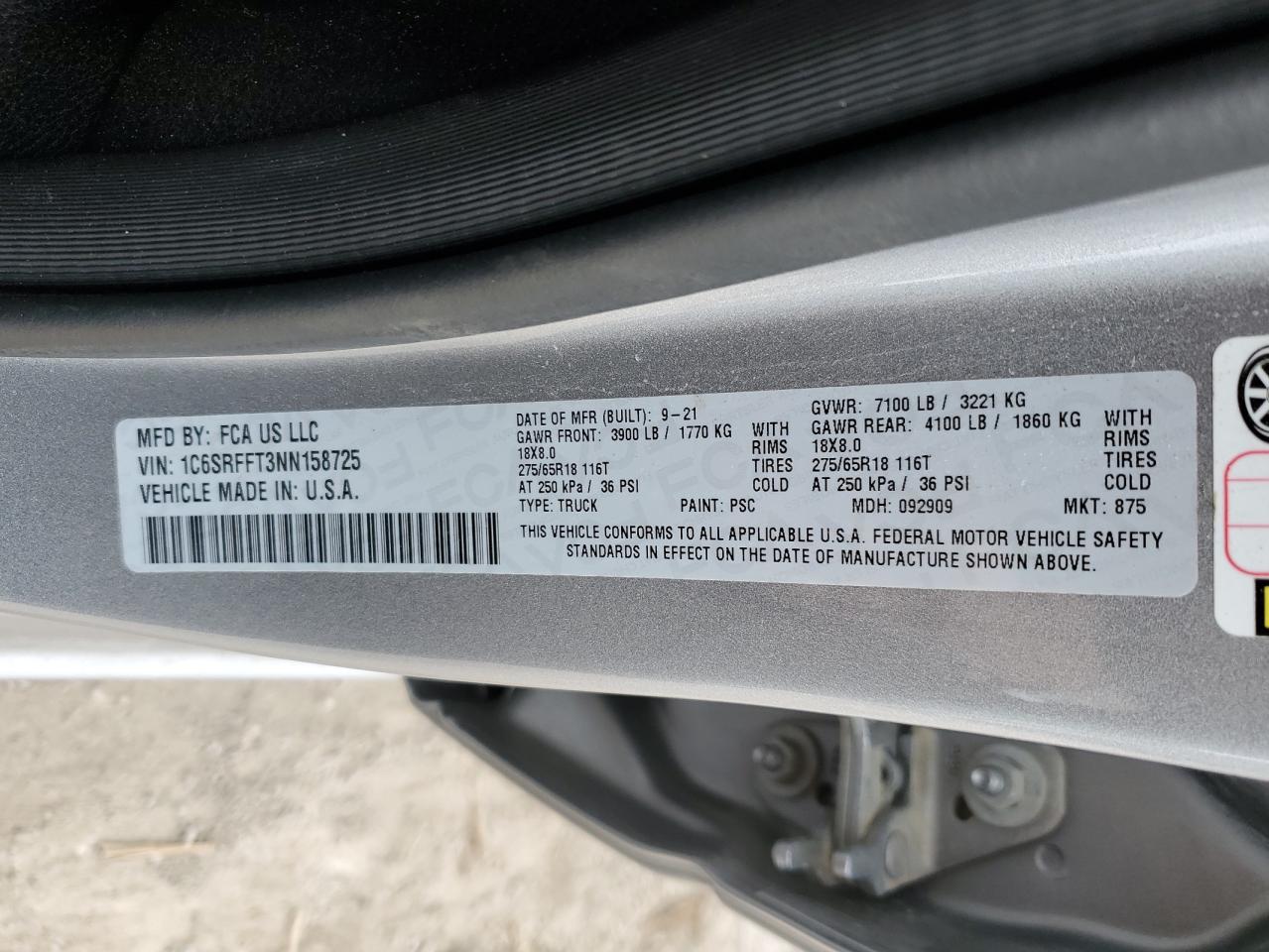 1C6SRFFT3NN158725 2022 Ram 1500 Big Horn/Lone Star