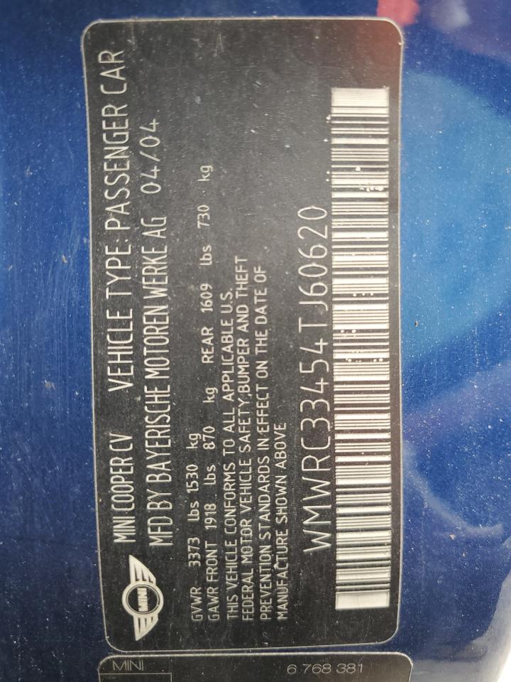WMWRC33454TJ60620 2004 Mini Cooper