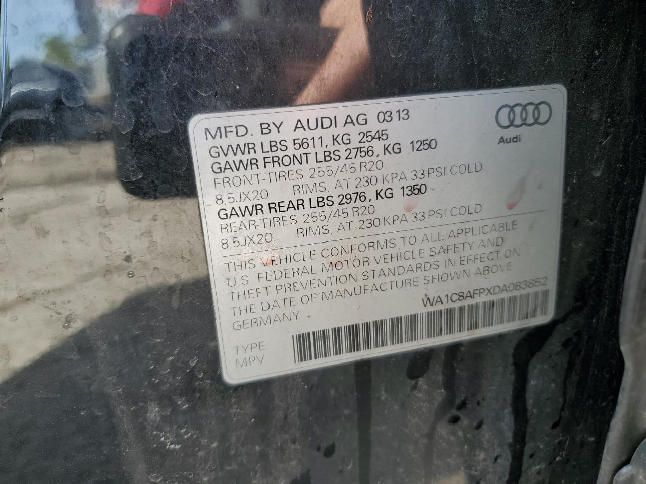 WA1C8AFPXDA083852 2013 Audi Q5 Premium Hybrid